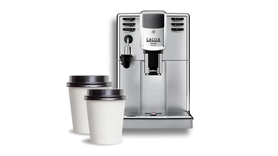 Cafetera Saeco Lirika Plus con dos vasos de café